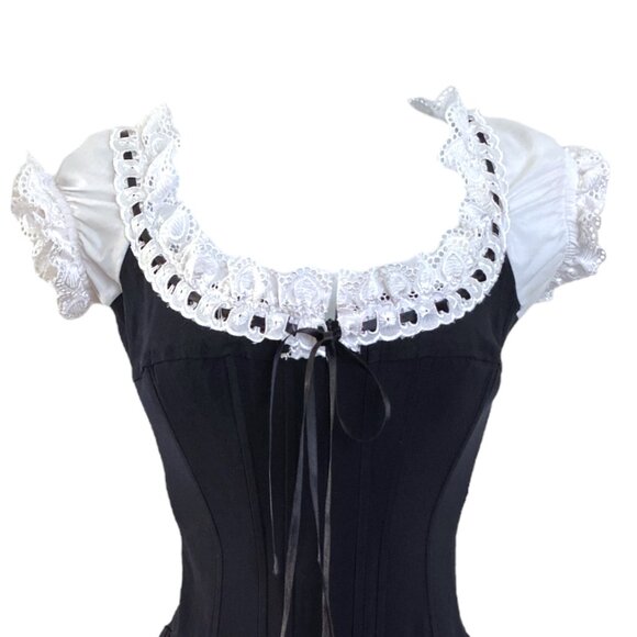Mara Margo Paris Corset Mini Milkmaid Dress Small-S Black White -EU38-Small/S - Picture 9 of 16